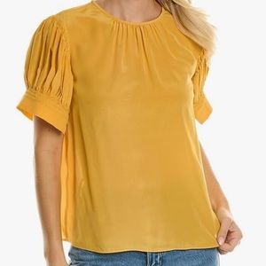 Rebecca Taylor Short-Sleeve Silk Blouse - Size Large